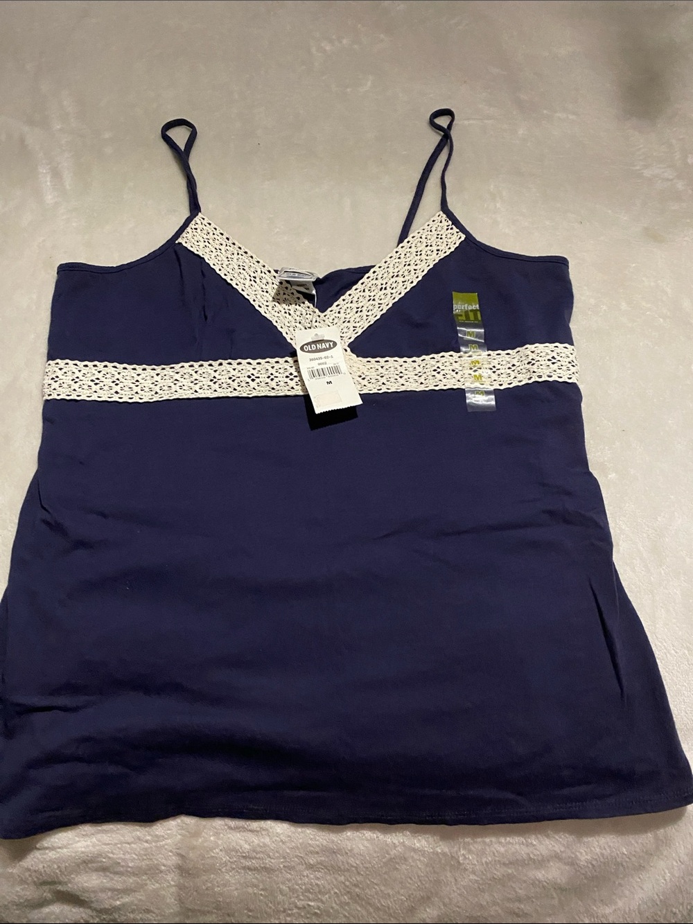 Old Navy Navy Camisole with Cream Crochet Trim